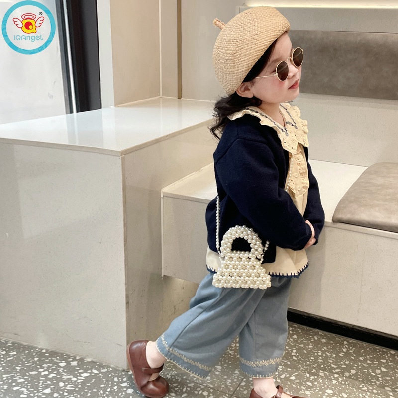 Iq ins Túi Đeo Vai mini Công Chúa Hạt Ngọc Trai Phong Cách Hàn Quốc Phụ Kiện Nhỏ Gọn Dành Cho Bé Gái