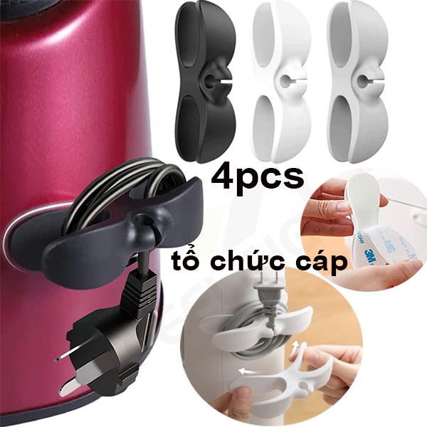 FEELING🔌Set 4 Tổ Chức Cáp,cuộn dây,Kẹp Cố Định Dây Cáp,Tổ Chức Lưu Trữ Dây