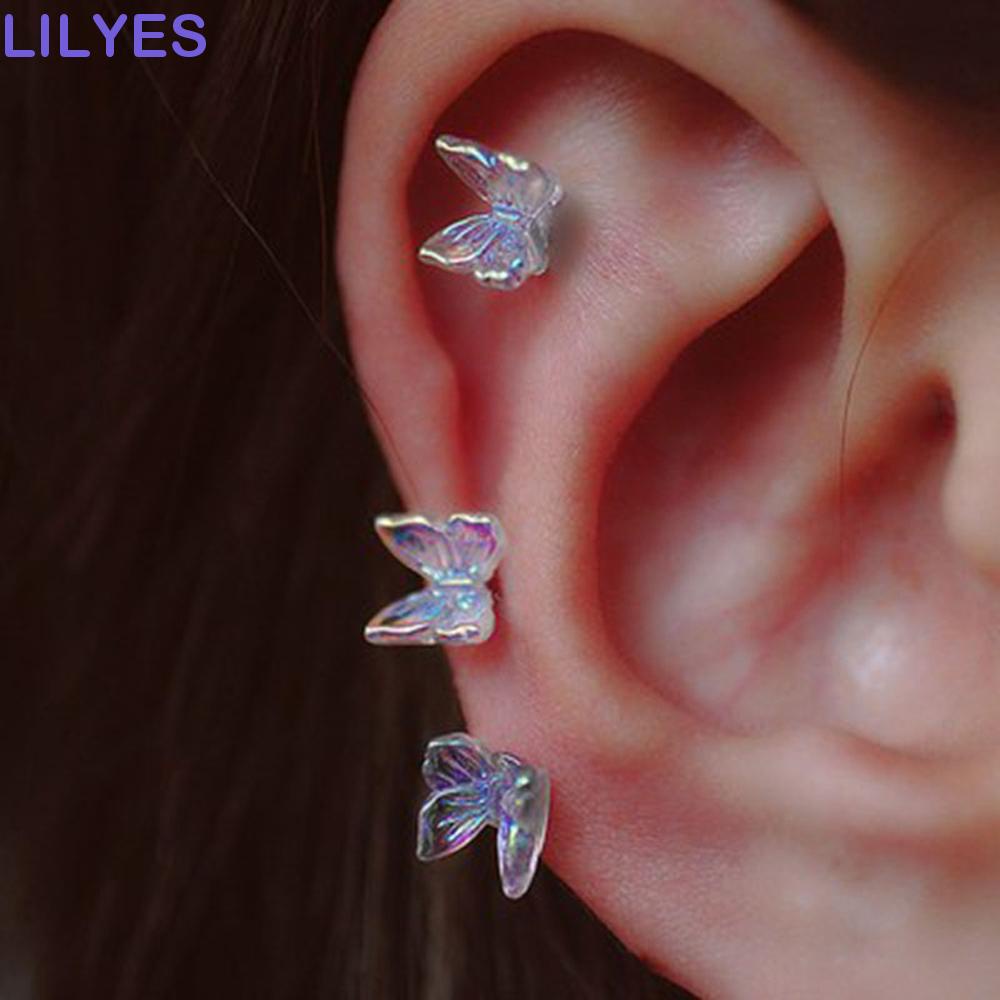 Bông Tai Hình Bướm Bằng Thép Titan Acrylic Trong Suốt Thời Trang Cho Nữ