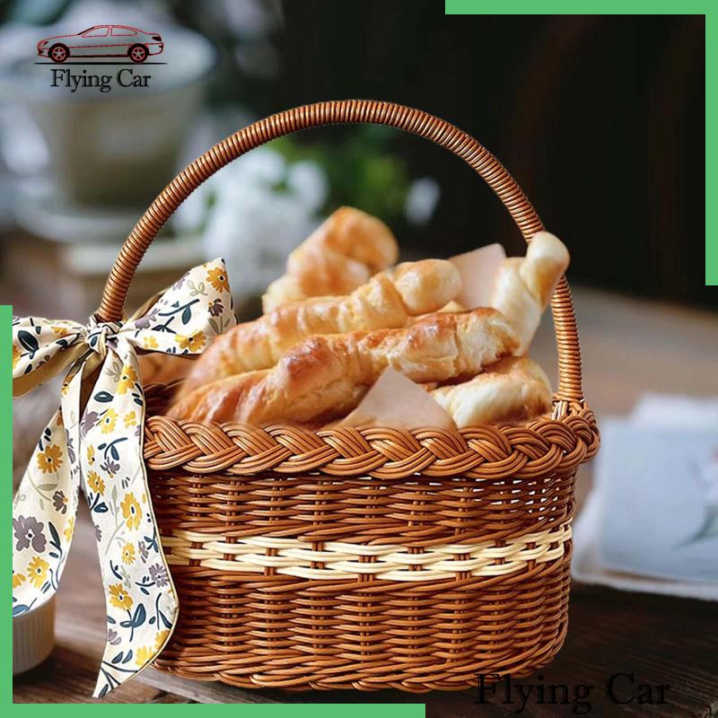 Giỏ Đan Tay Có Tay Cầm Dùng Đựng Trứng / Trái Cây Khi Đi Cắm Trại