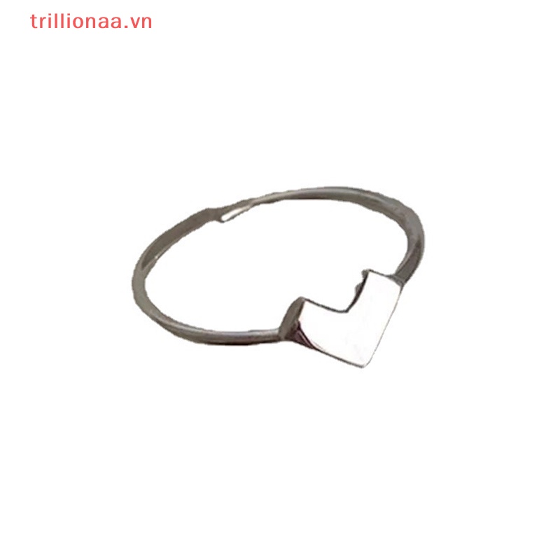 1 Bộ Nhẫn Hở Hình Trái Tim Màu Bạc Thời Trang Cá Tính Dành Cho Nữ