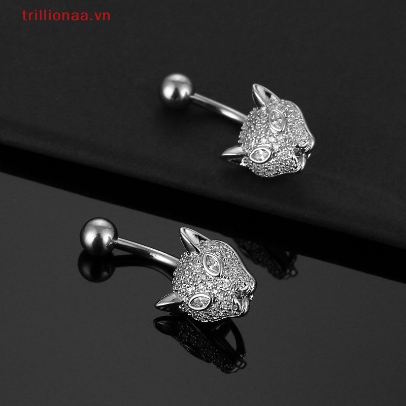Khuyên Rốn Họa Tiết Da Báo Đính Đá Cá Tính