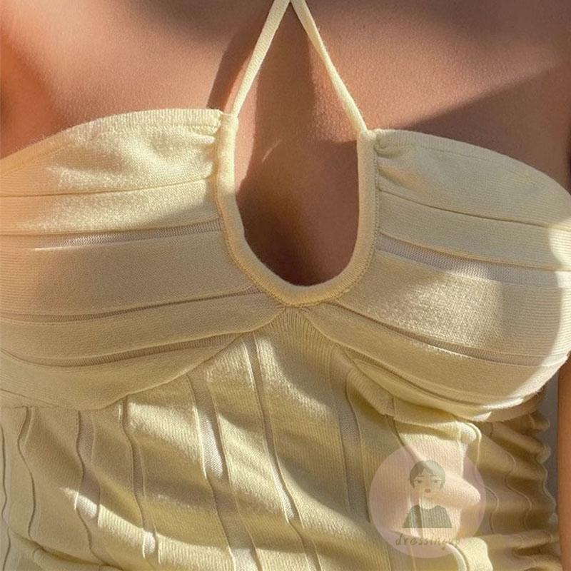 Đầm Hai Dây Hở Lưng Màu Trơn Thời Trang Mùa Hè Cho Nữ