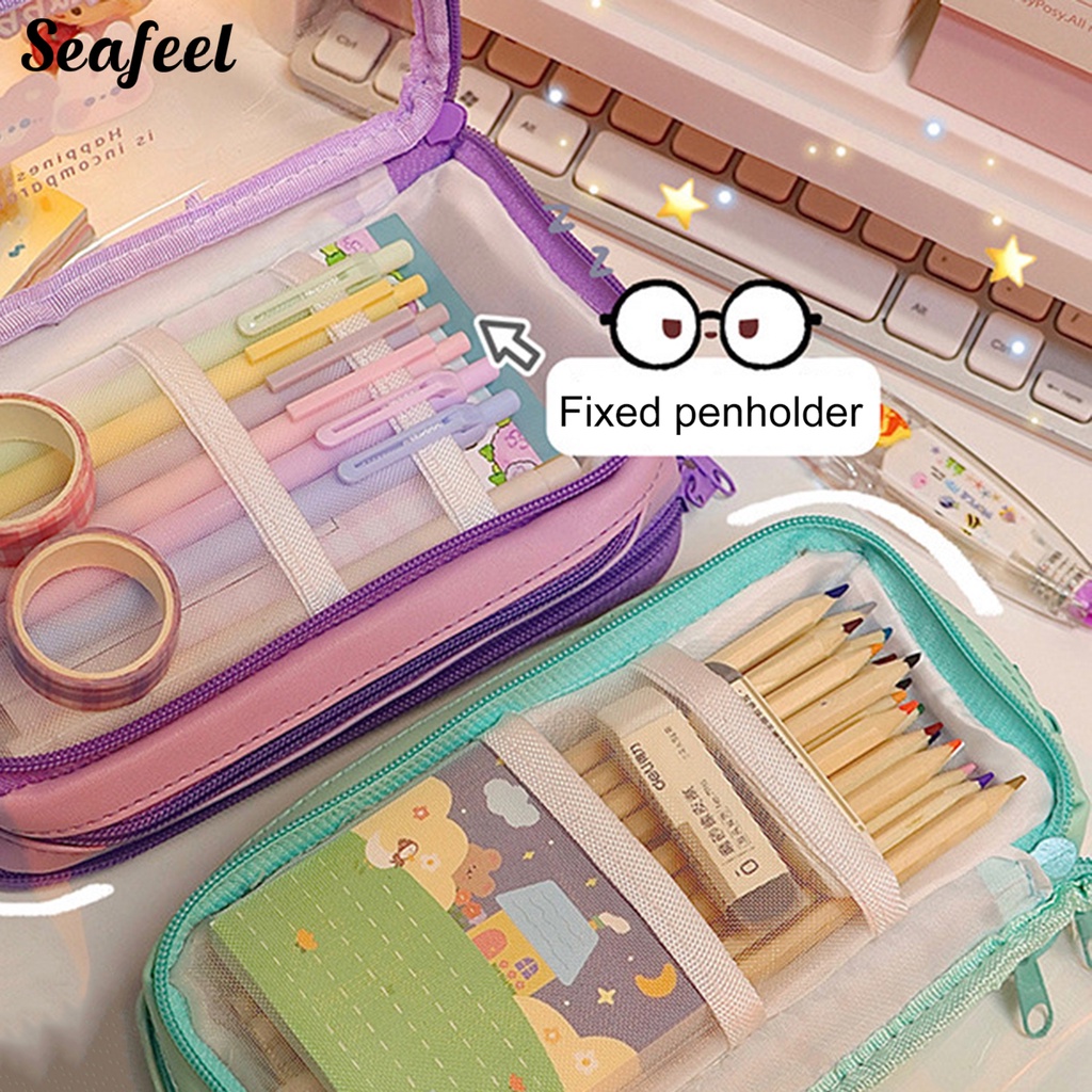 Túi Đựng Bút Bằng PVC Chống Nước Chống Bụi Họa Tiết Hoạt Hình Dễ Thương