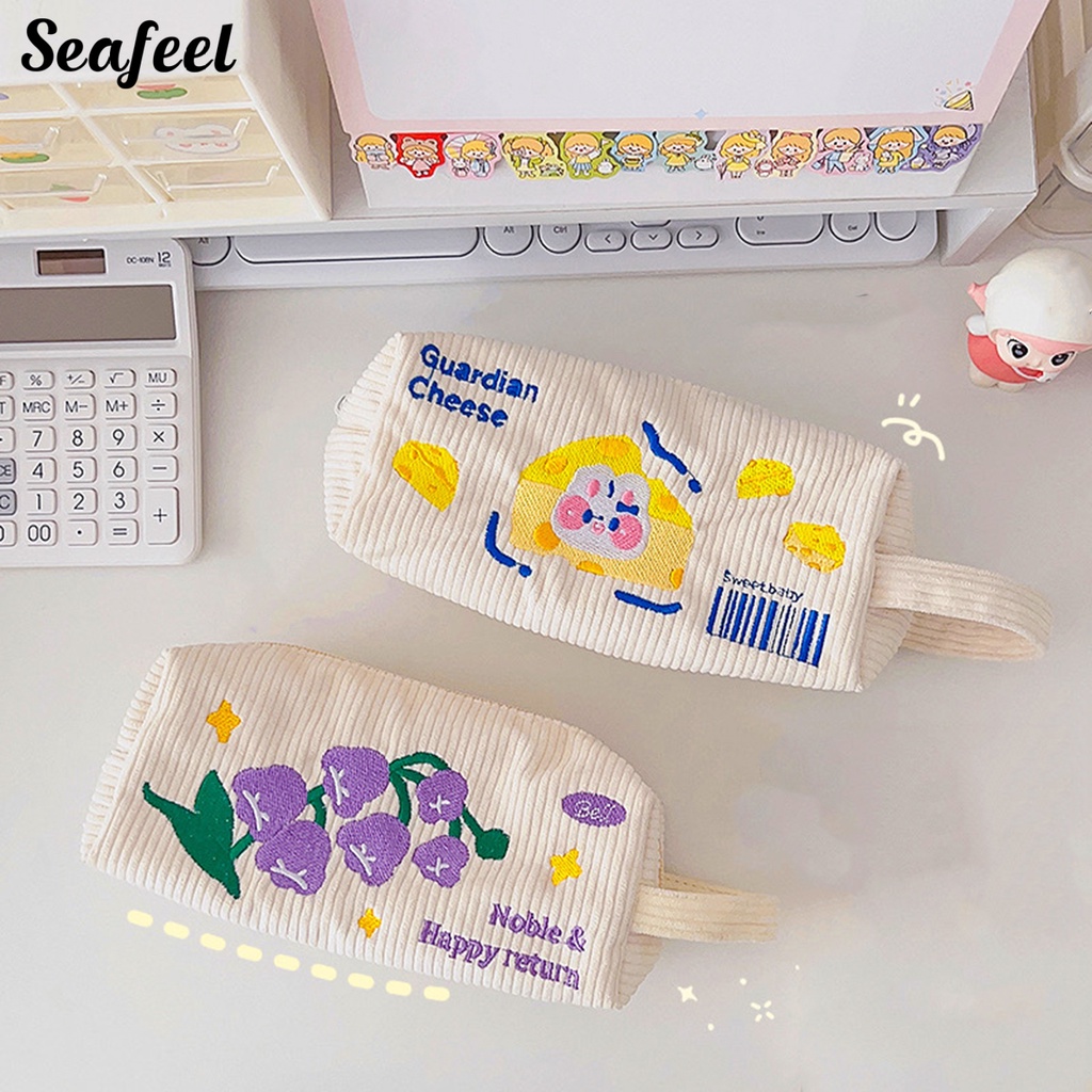 Bóp Viết Khóa Kéo Thêu Họa Tiết Hoạt Hình Dễ Thương Cho Học Sinh