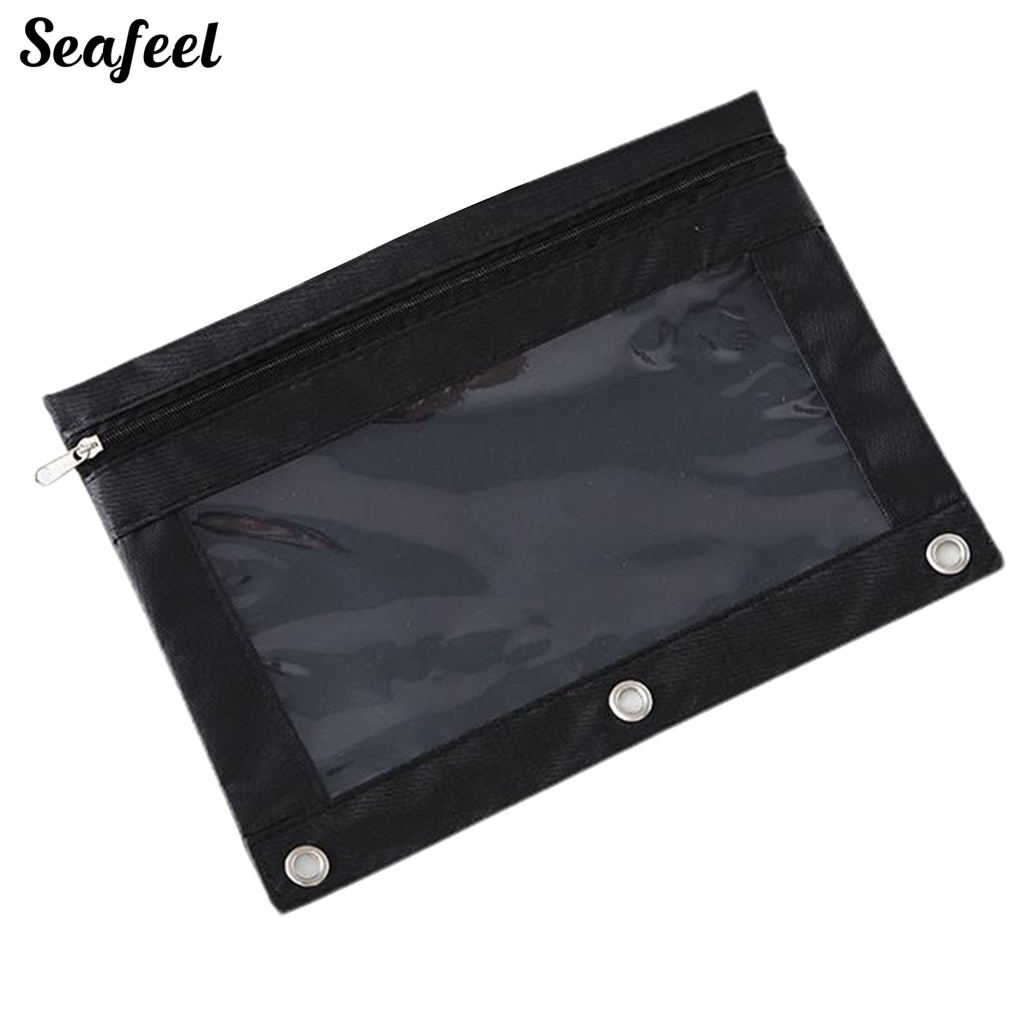 Túi Đựng Bút 3 Lỗ Bằng Vải Oxford Trong Suốt Có Khóa Kéo Tiện Dụng