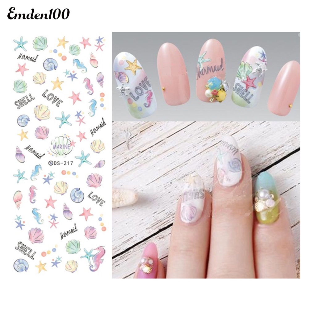 Miếng Dán Trang Trí Móng Tay Chống Nước Hình Vỏ Sò Sao Biển