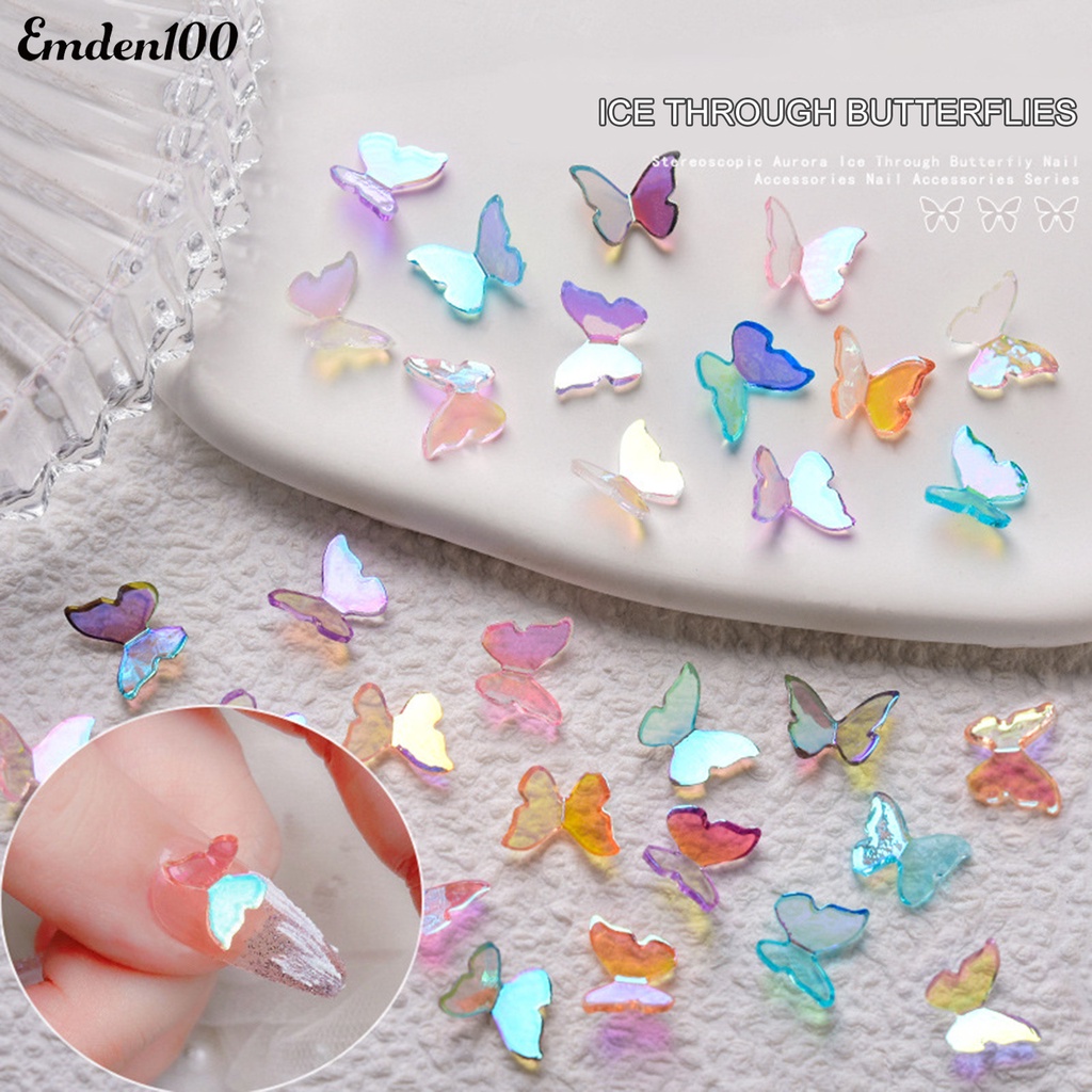 Set 30 Phụ Kiện Trang Trí Móng Tay Hình Bướm 3D Nhiều Màu Sắc