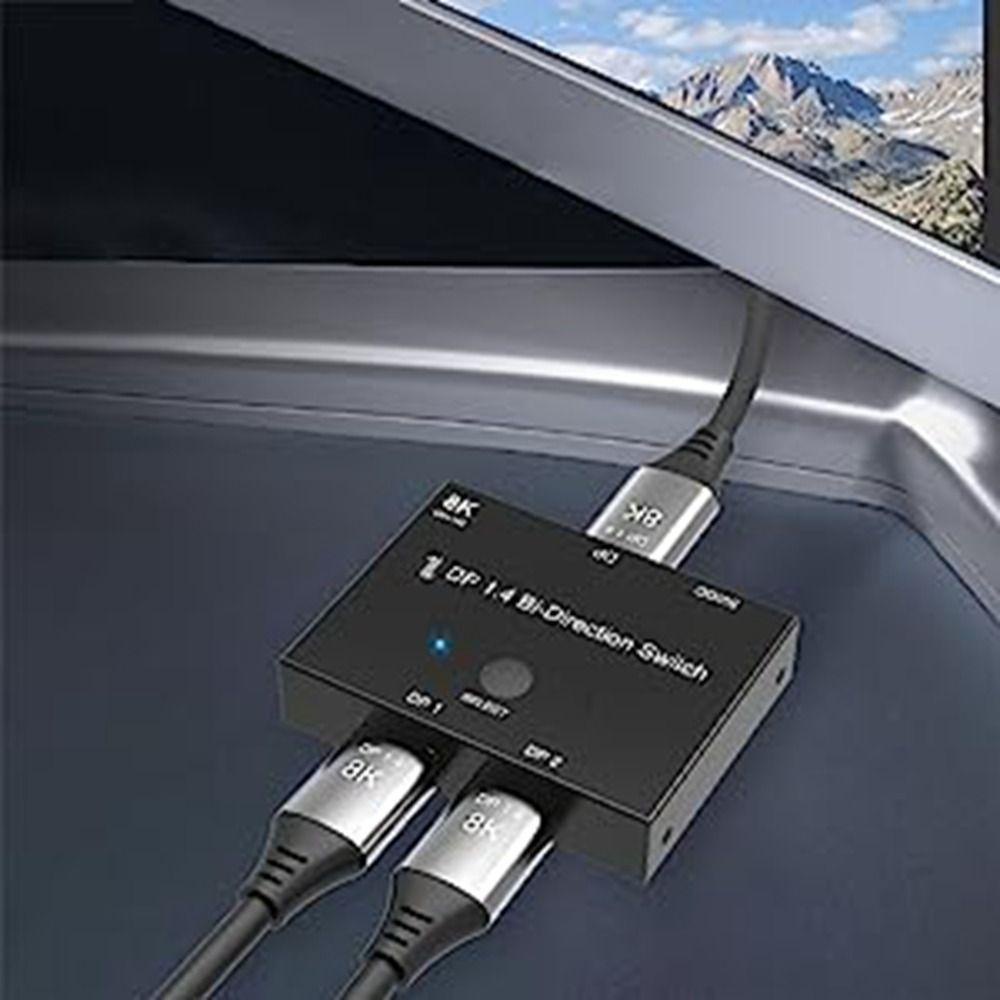 Bộ chia DisplayPort MMULCK 2 vào 1 ra / 1 vào 2 ra 8k @ 60hz dp 1.4 cho bảng điều khiển trò chơi/dự án/màn hình/tv