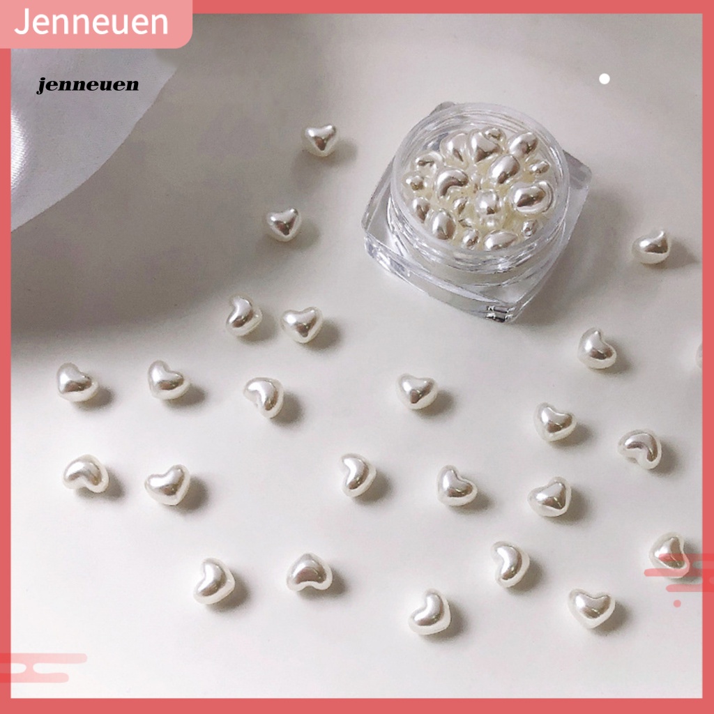 1 Hộp Hạt Ngọc Trai Giả Hình Trái Tim 3D Lấp Lánh Trang Trí Móng Nghệ Thuật