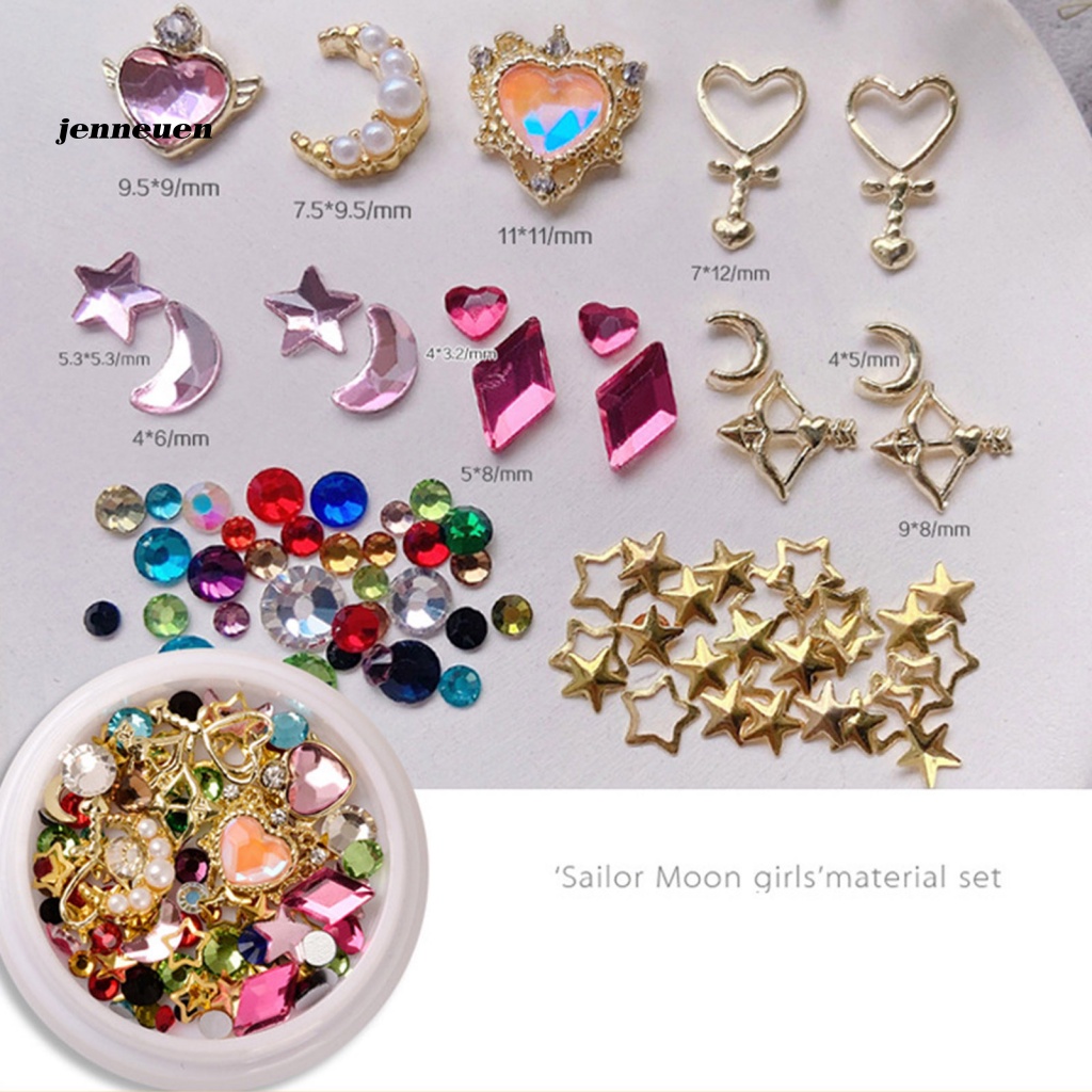 1 Hộp Phụ Kiện Trang Trí Móng Tay Hình Thủy Thủ Mặt Trăng Lấp Lánh DIY