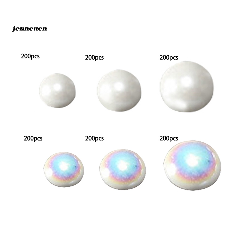 Set 200 Móng Tay Giả Trọng Lượng Nhẹ Đính Ngọc Trai Trang Trí Nghệ Thuật