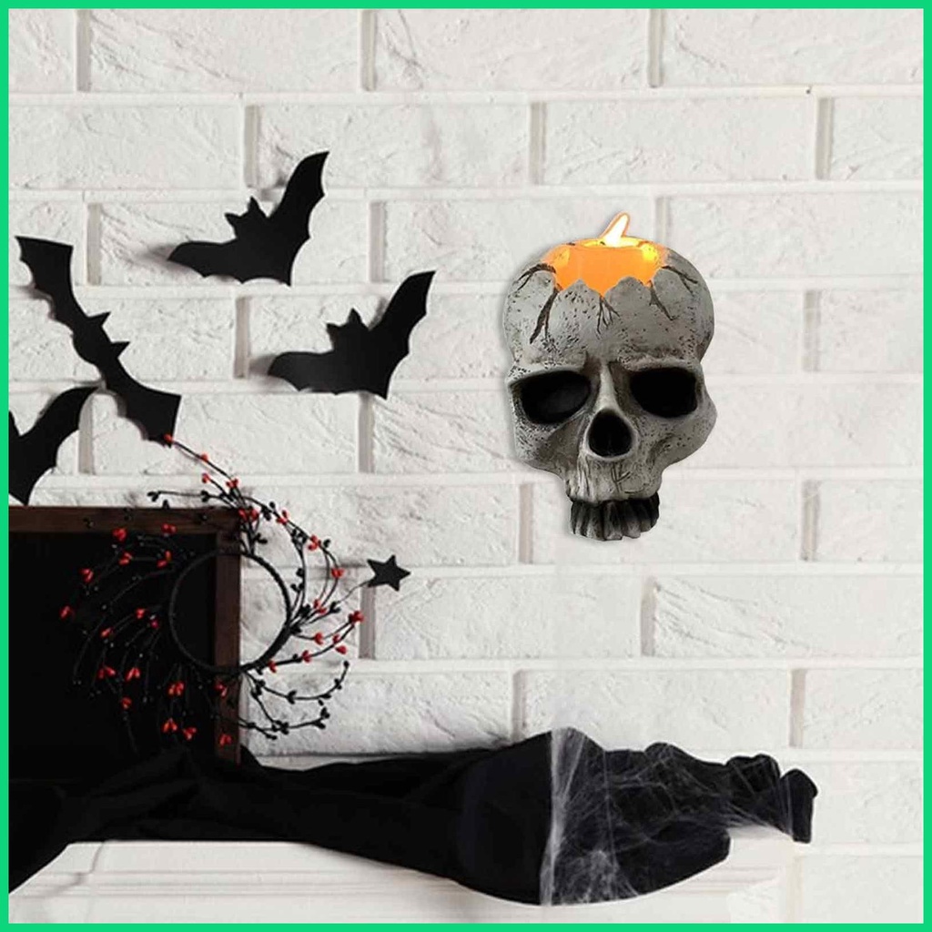 Giá Đỡ Đèn Cầy Hình Đầu Lâu Bằng Nhựa Resin Phong Cách Gothic Độc Đáo