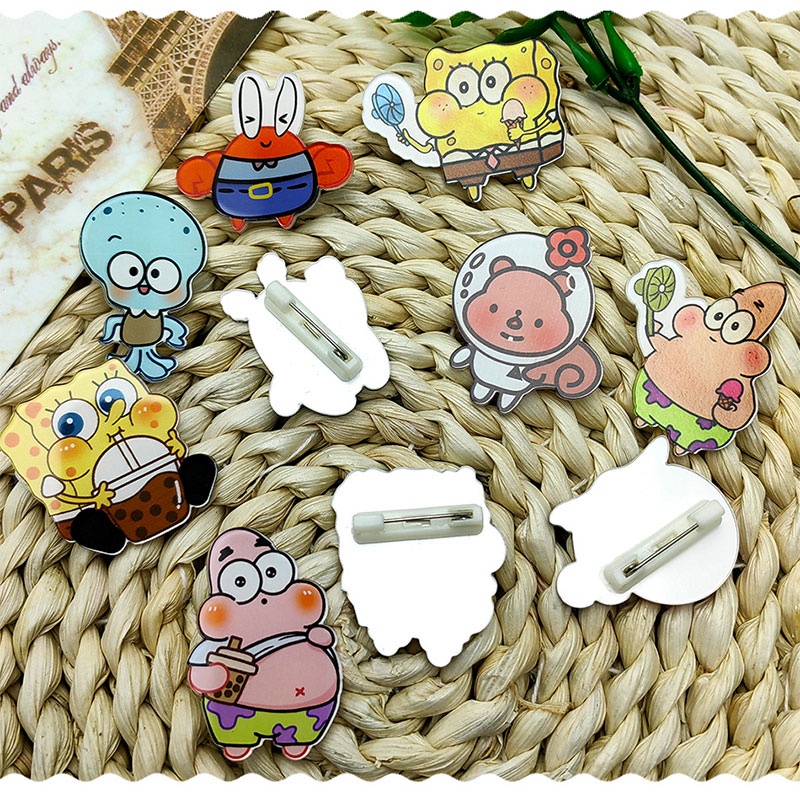 Just star phim hoạt hình dễ thương little spongebob mặt dây chuyền phong cách nhật bản phụ kiện trâm cài túi ghim đồ trang sức thời trang nhật bản giản dị bộ sưu tập