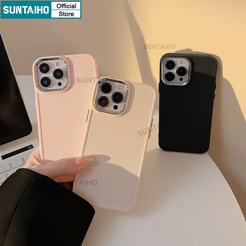 Suntaiho ốp iphone đen Ốp Điện Thoại ốp iphone silicon Mềm Nhám Chống Sốc Màu Trơn Cho iPhone 14 Pro max 13 12 11 Pro max 7 8 Plus XR XS max