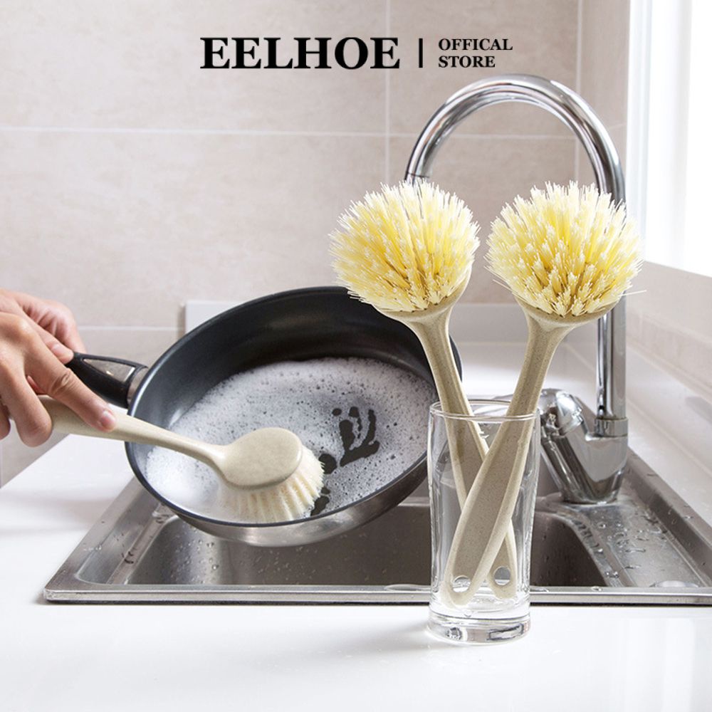 Eelhoe 1 Cái Bóng Làm Sạch Có Tay Cầm Đồ Dùng Nhà Bếp Bàn Chải Rửa Chén Bát Thép Tại Nhà Bàn Chải Rửa Nồi Bàn Chải Gia Đình Tay Cầm Dài Bàn Chải Nồi Đa Chức Năng