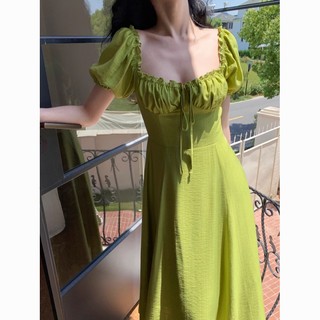 Đầm Dáng Dài Cổ Vuông Chiết Eo Phong Cách mori Pháp Cổ Điển Thời Trang Mùa Hè Hàng Mới