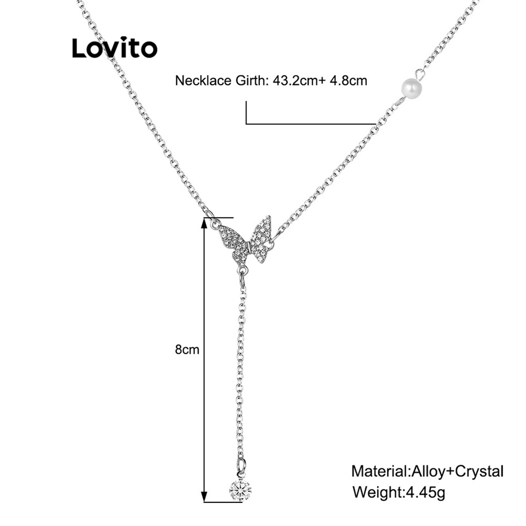Vòng cổ Lovito mặt hình bướm màu trơn thường ngày cho nữ LNA14114