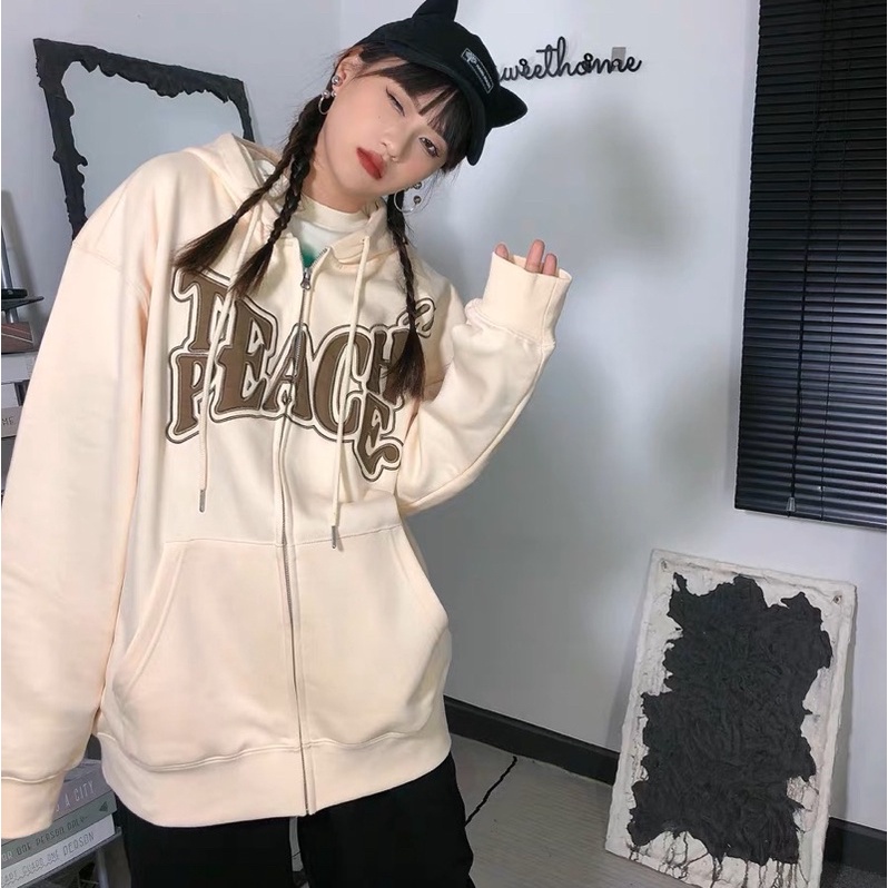 Áo Khoác Nỉ Hoodie Zip in chữ đẹp lạ dành cho nam và nữ dáng rộng