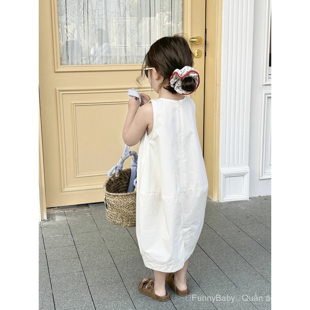 Đầm Không Tay Màu Trơn Thời Trang Mùa Hè 2023 Mới Cho Bé Gái