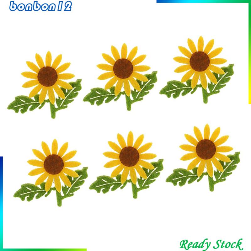 6 Miếng Vải Nỉ Hình Hoa Hướng Dương Trang Trí Scrapbook