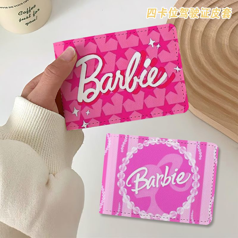 Barbie chủ thẻ màu hồng túi đựng thẻ hoạt hình thẻ xe buýt thẻ ngân hàng thẻ bảo vệ trường hợp học sinh túi