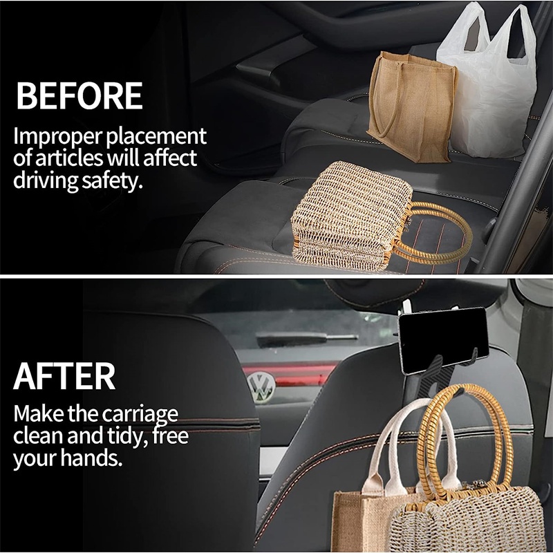 Móc Treo Đồ Bằng Sợi Carbon Gắn Sau Lưng Ghế Xe Hơi Thông Dụng
