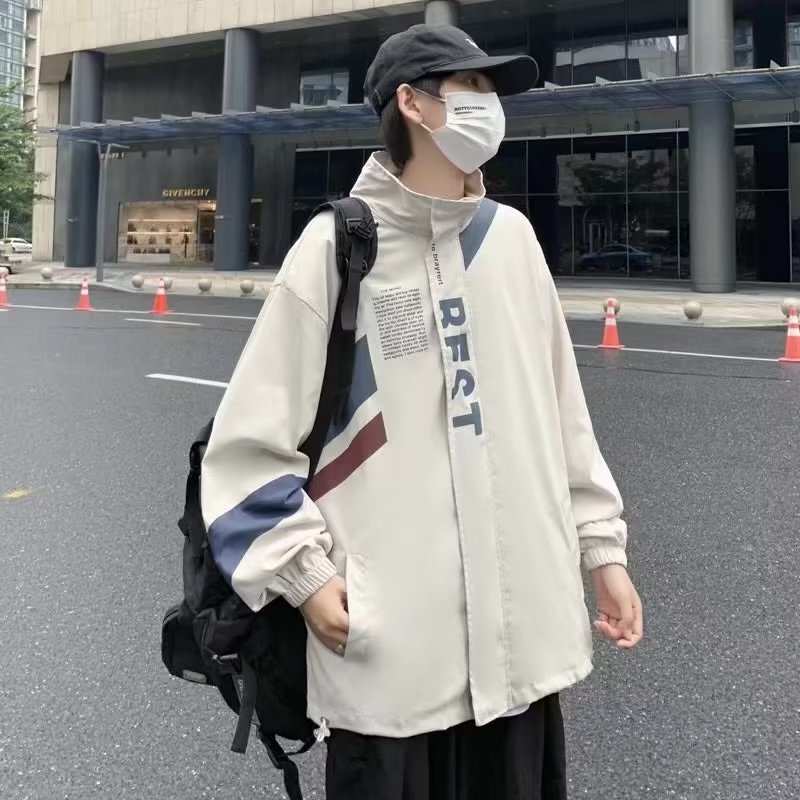 Áo khoác kaki nam thời trang hàn quốc cotton áo khoác dây kéo  loose simple retro unisex jacket bigsize thể thao dây kéo áo khoác 2 lớp