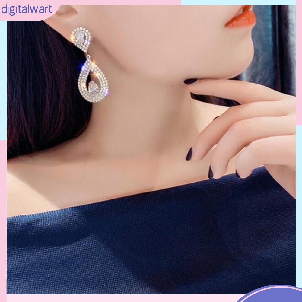 Đôi Bông Tai Hình Giọt Nước Đính Đá Thanh Lịch Dành Cho Nữ