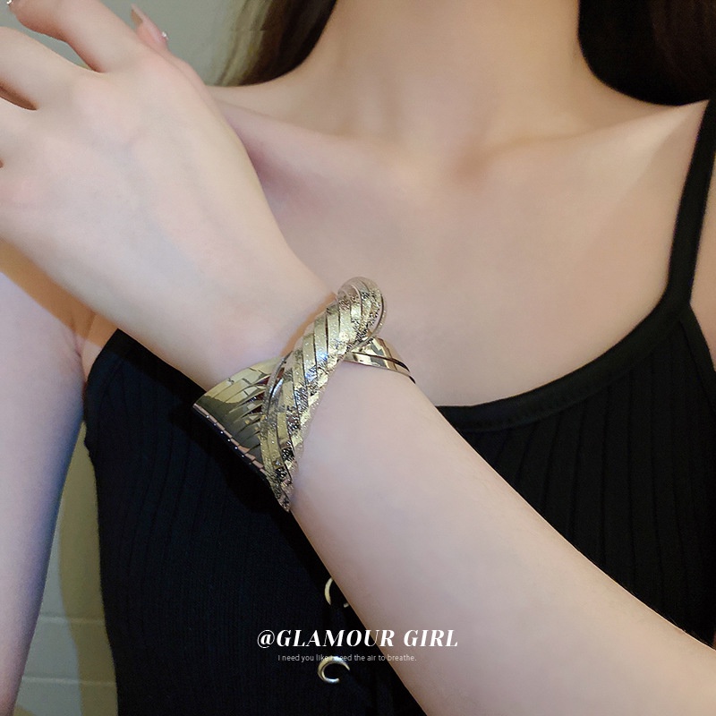 1 Vòng Tay Kim Loại Nhiều Lớp Thiết Kế Hình Học Phong Cách punk Âu Mỹ