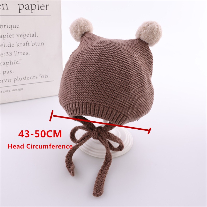 Mũ Beanie Dệt Kim Mềm Mại Màu Trơn Giữ Ấm Mùa Đông Cho Bé
