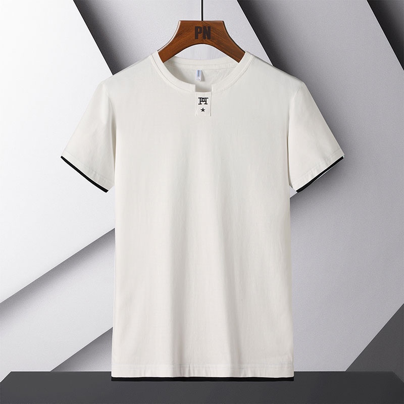 Áo Thun Cotton Ngắn Tay Cổ Tròn Dáng Suông Màu Trơn Thời Trang Mùa Hè Cho Nam
