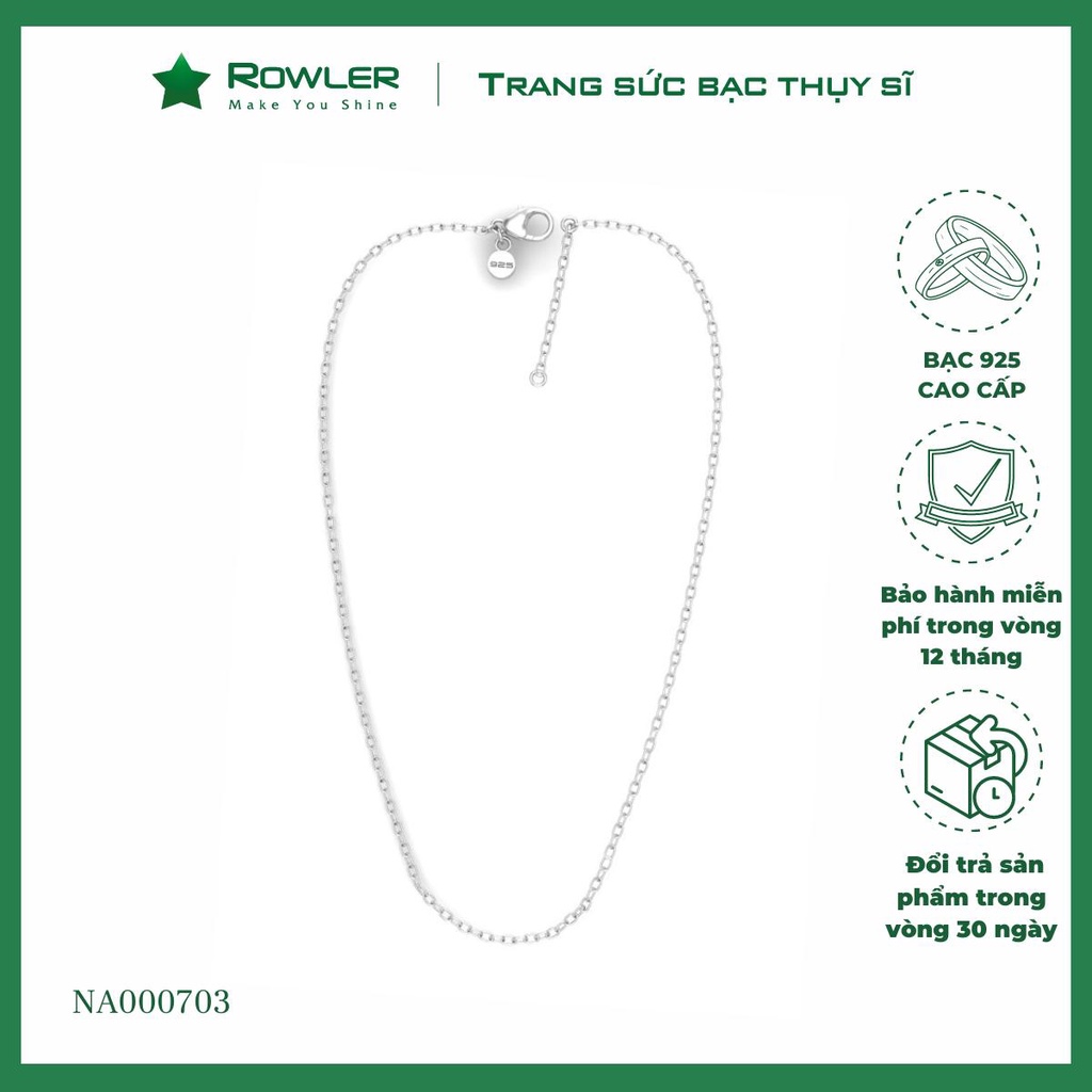 Dây chuyền bạc ROWLER dạng tròn nhỏ đơn giản Trang sức bạc cao cấp Thụy Sỹ NA000703