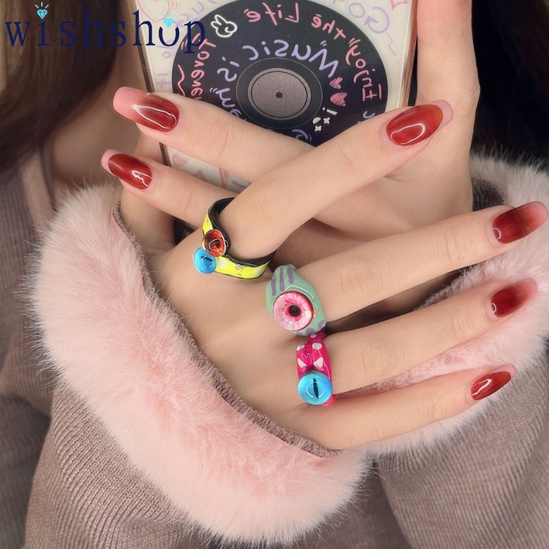 Nhẫn Hở Hình Mắt Mèo Bằng Hợp Kim Y2K Phong Cách Punk Vui Nhộn Sáng Tạo