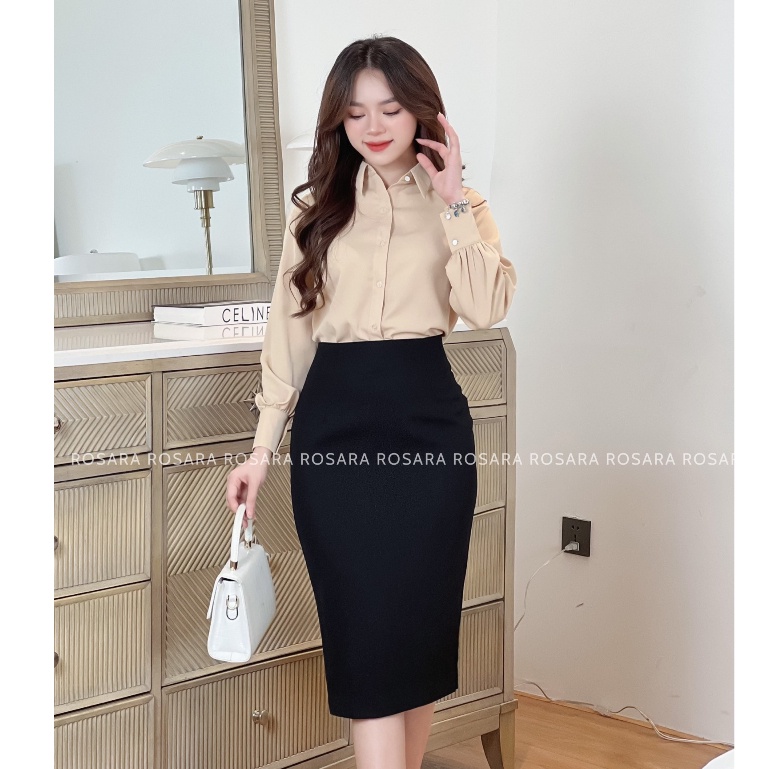 Chân Váy Midi Dáng Bút Chì Dài Thời Trang Công Sở Nữ Rosara Cv38