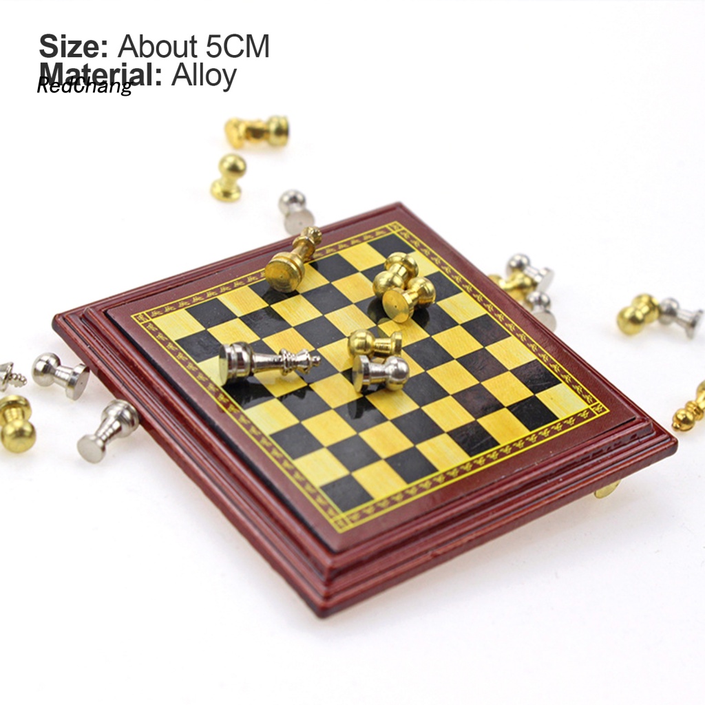 Bộ Cờ Vua Mini Bằng Hợp Kim Tỉ Lệ 1: 12 Dùng Trang Trí Nhà Búp Bê