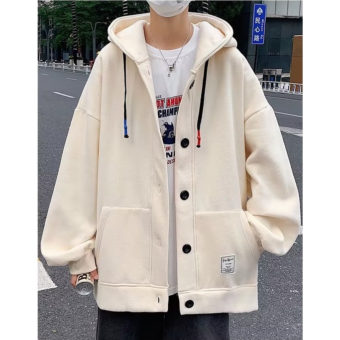 2023 New Fashion Áo Khoác Hoodie 2 Màu Tay Dài Dáng Rộng Màu Sắc đơn Giản Thoải Mái Hù Hợp Nam Nữ Chất Nỉ Bông Cao Cấp Họa Tiết In