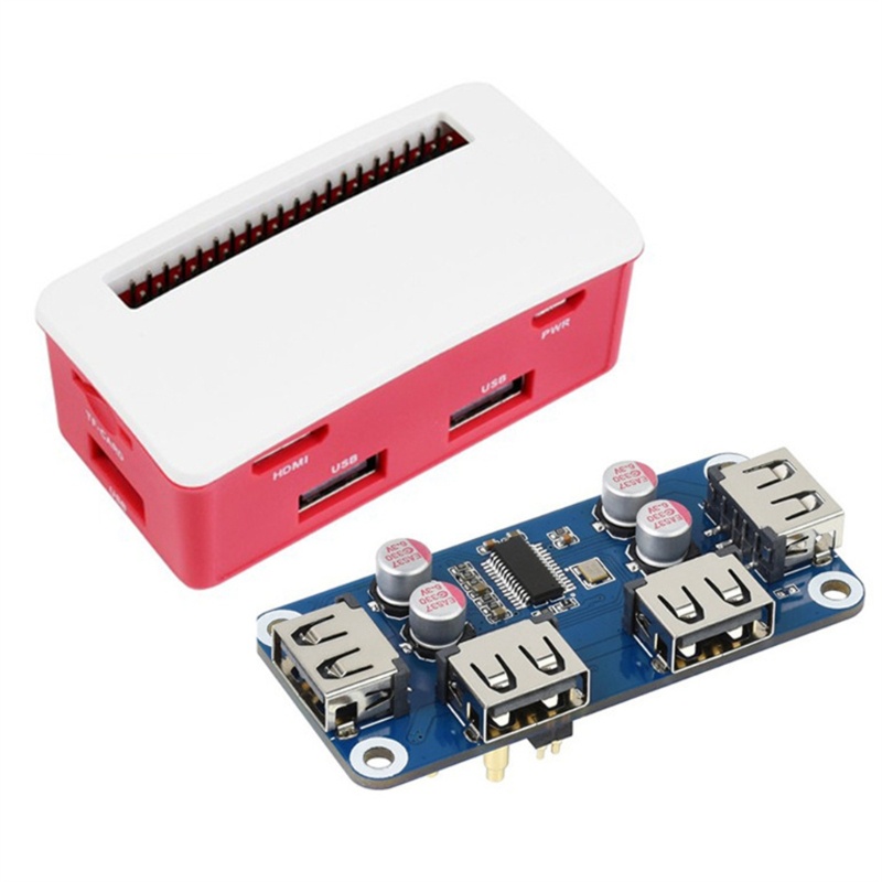 [3C] Mũ USB HUB cho Raspberry Pi Zero 2 W WH 3A 3B Plus 3 Model B 4x Cổng USB mở rộng có bề mặt sơn 