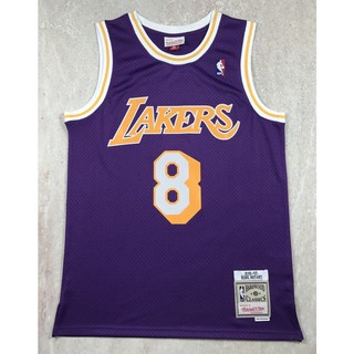 Hot ép nba los angeles lakers no. 8 kobe bryant áo bóng rổ màu tím cổ điển