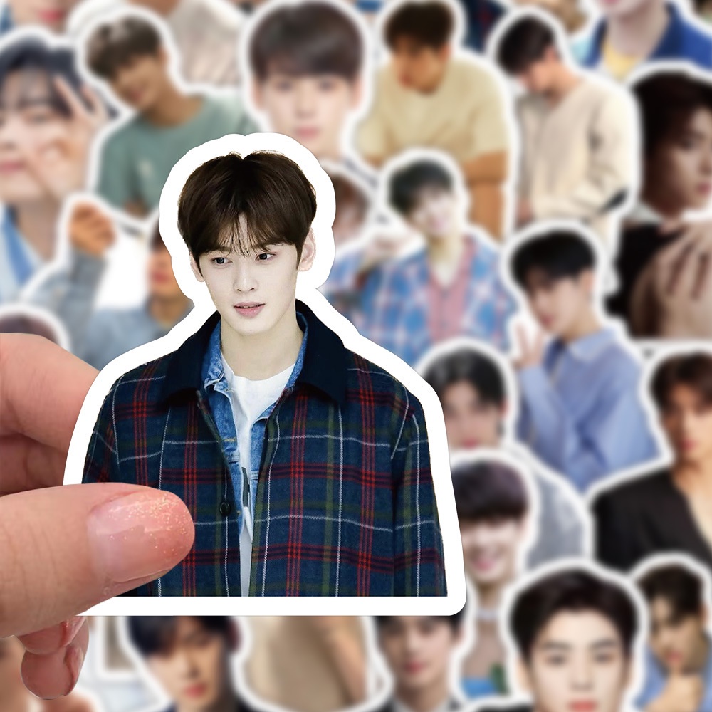 Bộ 60 Hình Dán Graffiti Kpop Cha EunWoo Trang Trí Điện Thoại / Laptop / Sổ Tay Ghi Âm Quà Tặng Cho Trẻ Em