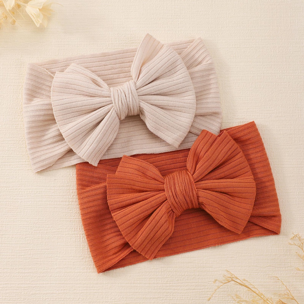 Set 2 Băng Đô Turban 15 Màu Trơn Co Giãn Cho Bé Gái