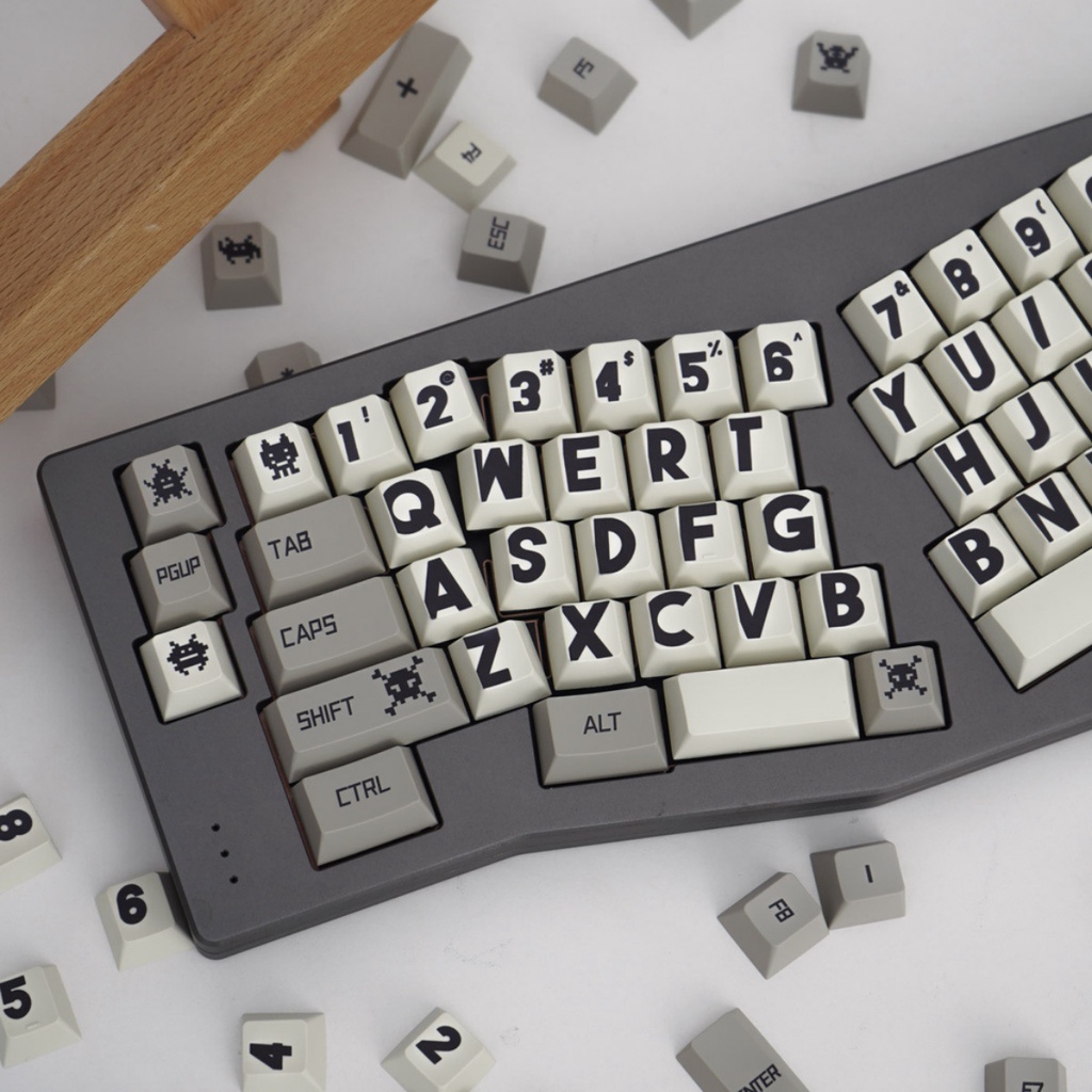 Retro Big Font Keycaps Cherry Profile PBT Dye Sub Bàn Phím Cơ Keycap