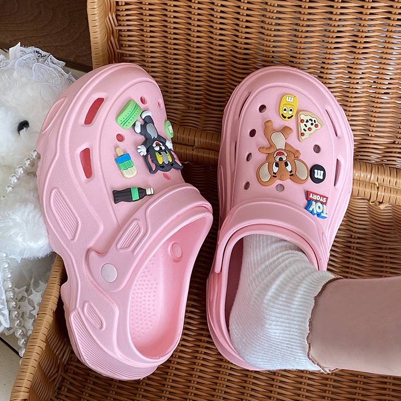 Dép Nhựa eva Đế Dày Tăng Chiều Cao Họa Tiết Hoạt Hình Dễ Thương Thời Trang Mùa Hè Cho Nữ