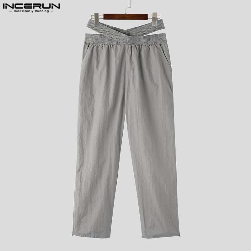 Quần dài INCERUN lưng thun co giãn tốt thiết kế cá tính cho nam