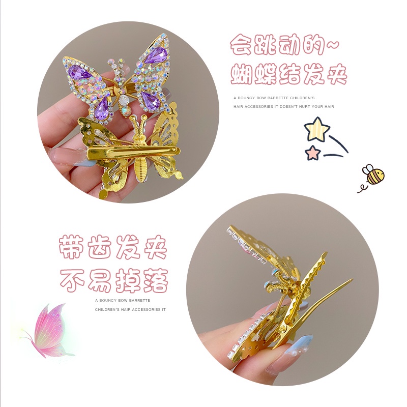Kẹp Tóc Hình Bướm Đính Đá Xinh Xắn Cho Bé Gái Thẻ