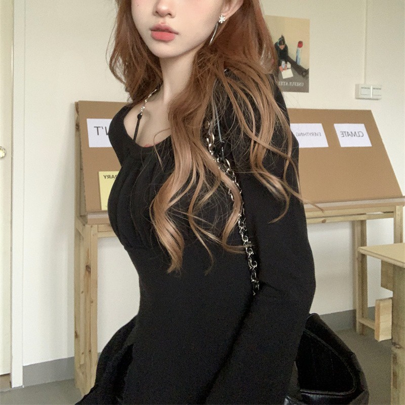 Áo Sơ Mi Tay Dài Dáng Ôm Xẻ Tà Quyến Rũ Thời Trang Cho Nữ