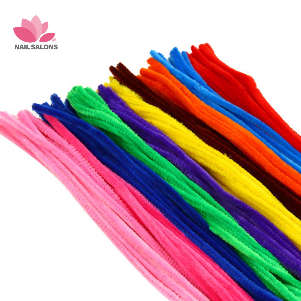 Set 100 Thân Dây Xoắn Bằng Vải Chenille Mềm Màu Sắc Tươi Sáng Dùng Làm Đồ Thủ Công Trang Trí Nội Thất