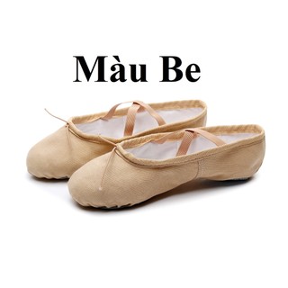 (Màu be) Giày múa ba lê cho trẻ em và người lớn, giày ballet bọc mũi cực kỳ bền đẹp hàng loại 1