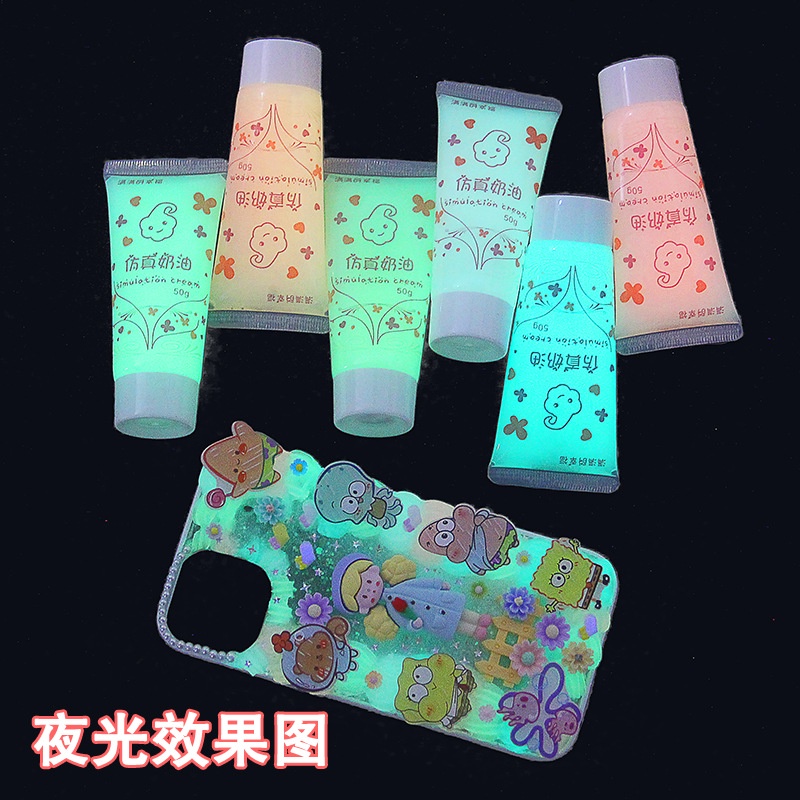 (tặng đầu bắt kem)Kem keo dạ quang 50ml dùng để trang trí toploader, trang trí diy