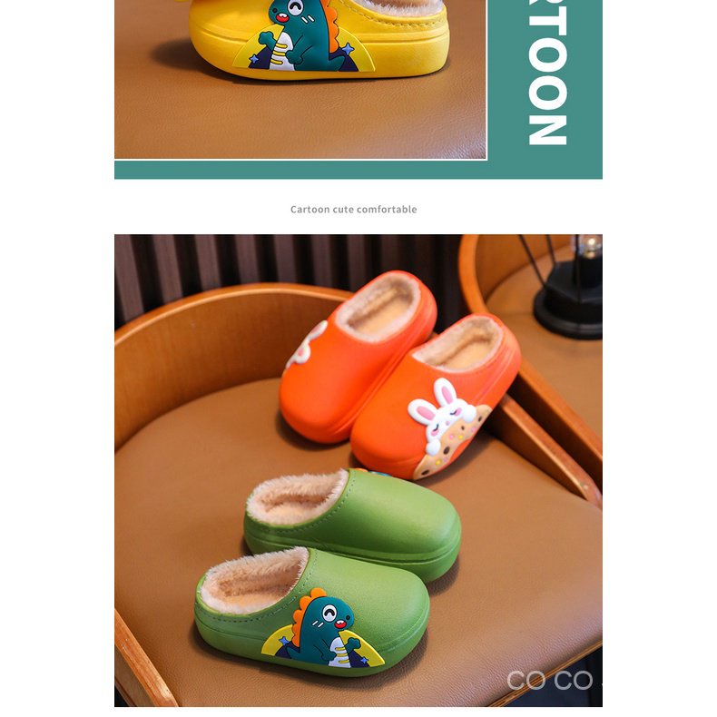 Dép Bông Đi Trong Nhà Chống Trượt Chống Thấm Nước Họa Tiết Hoạt Hình Dễ Thương Cho Bé
